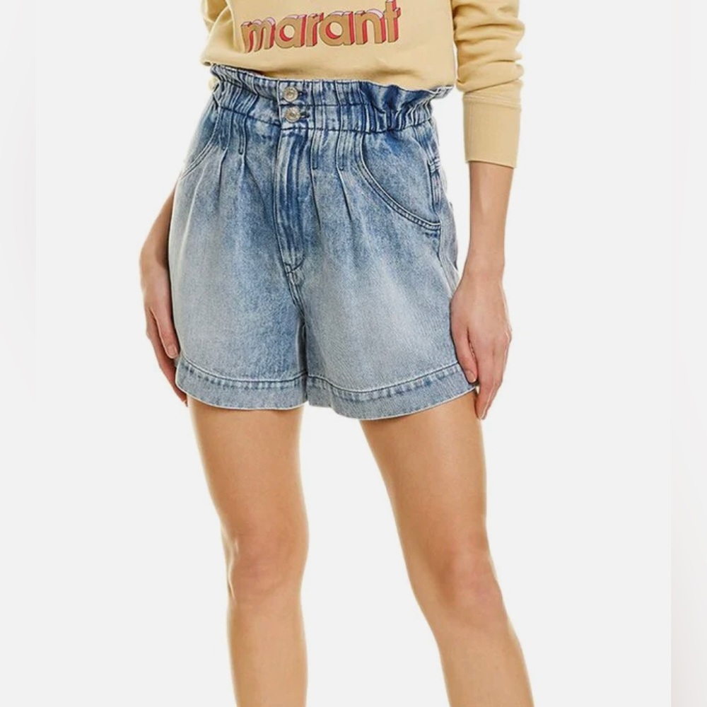 Isabel Marant Paperbag Teresa High Waisted Denim Shorts